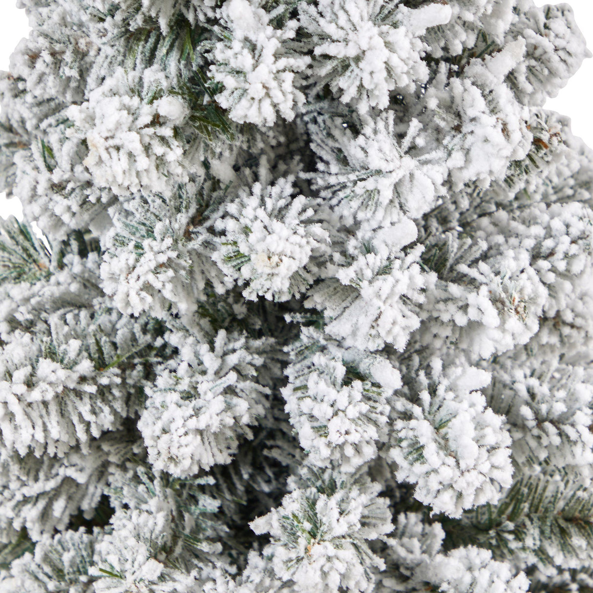 4.5’ Flocked Pencil Artificial Christmas Tree with 100 Clear Lights and 216 Bendable Branches in Tower Planter