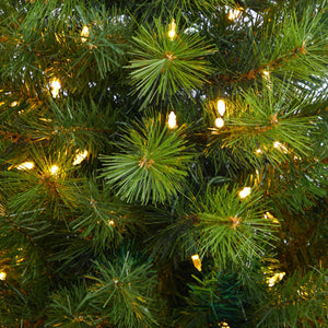 4.5’ Green Valley Pine Artificial Christmas Tree with 100 Warm White LED Lights and 201 Bendable Branches in Decorative Urn