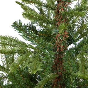 4.5’ Layered Washington Spruce Artificial Christmas Tree with 100 Clear LED Lights and 189 Bendable Branches in White Planter