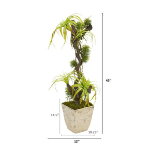 45” Tillandsia Artificial Plant in Country White Planter