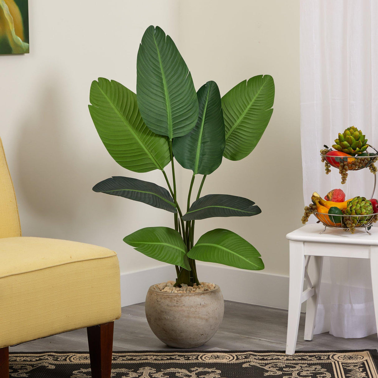 45” Traveler's Palm Artificial Tree in Sand-Colored Planter