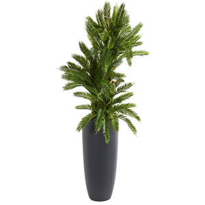 4.5’ Triple Cycas Artificial Plant in Gray Planter