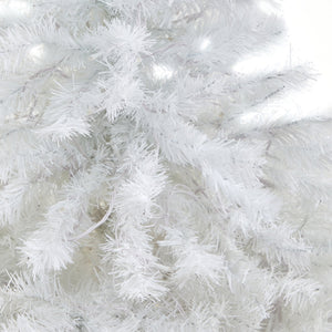 4.5' White Artificial Christmas Tree with 100 Clear LED Lights in Red Planter
