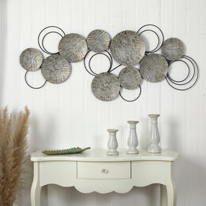 4.5’ x 2’ Galvanized Embossed Metal Discs Wall Art Decor