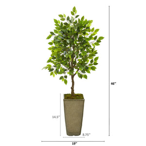 46” Mini Ficus Artificial Tree in Green Planter