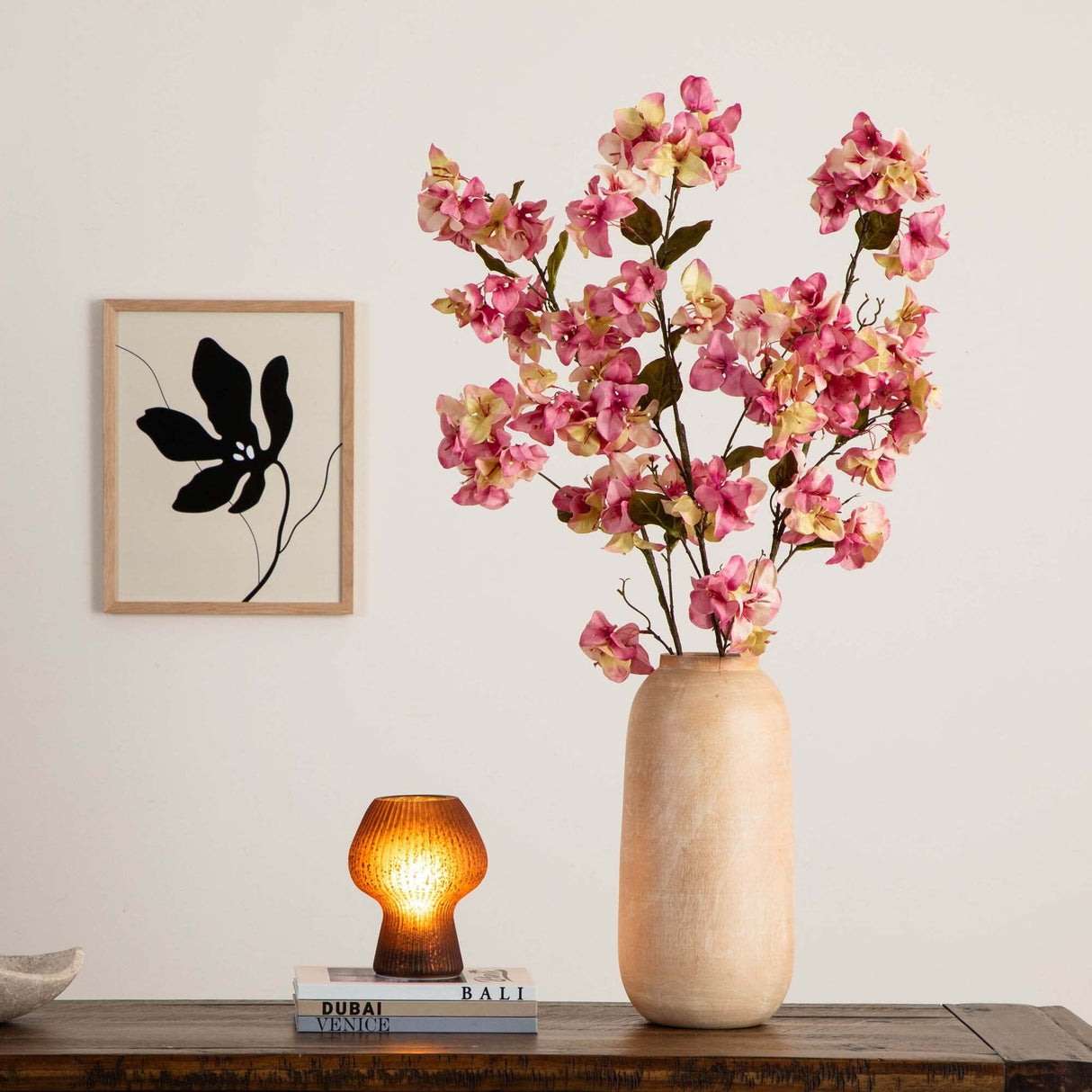 47" Artificial Bougainvillea Flower Stems - Set of 3