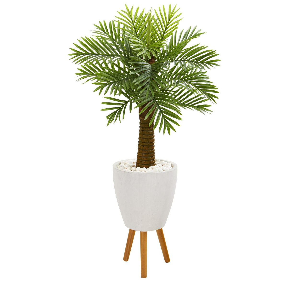 48” Robellini Palm Artificial Tree in White Planter with Stand