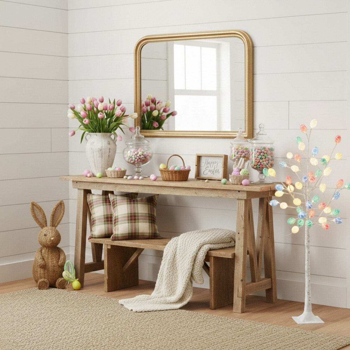 4' Pre-Lit Artificial Easter Twig Tree with 48 Egg Shaped LED Ornaments