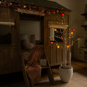 4' Pre-Lit Artificial Valentine's Day Twig Tree with 48 Heart Shaped LED Lights and Red Berries