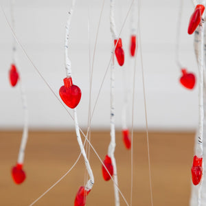 4' Pre-Lit Artificial Valentine's Day Willow Tree with 48 Heart Shaped LED Lights