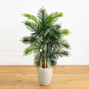 5’ Areca Palm Artificial Tree in Sand Colored Planter (Real Touch)