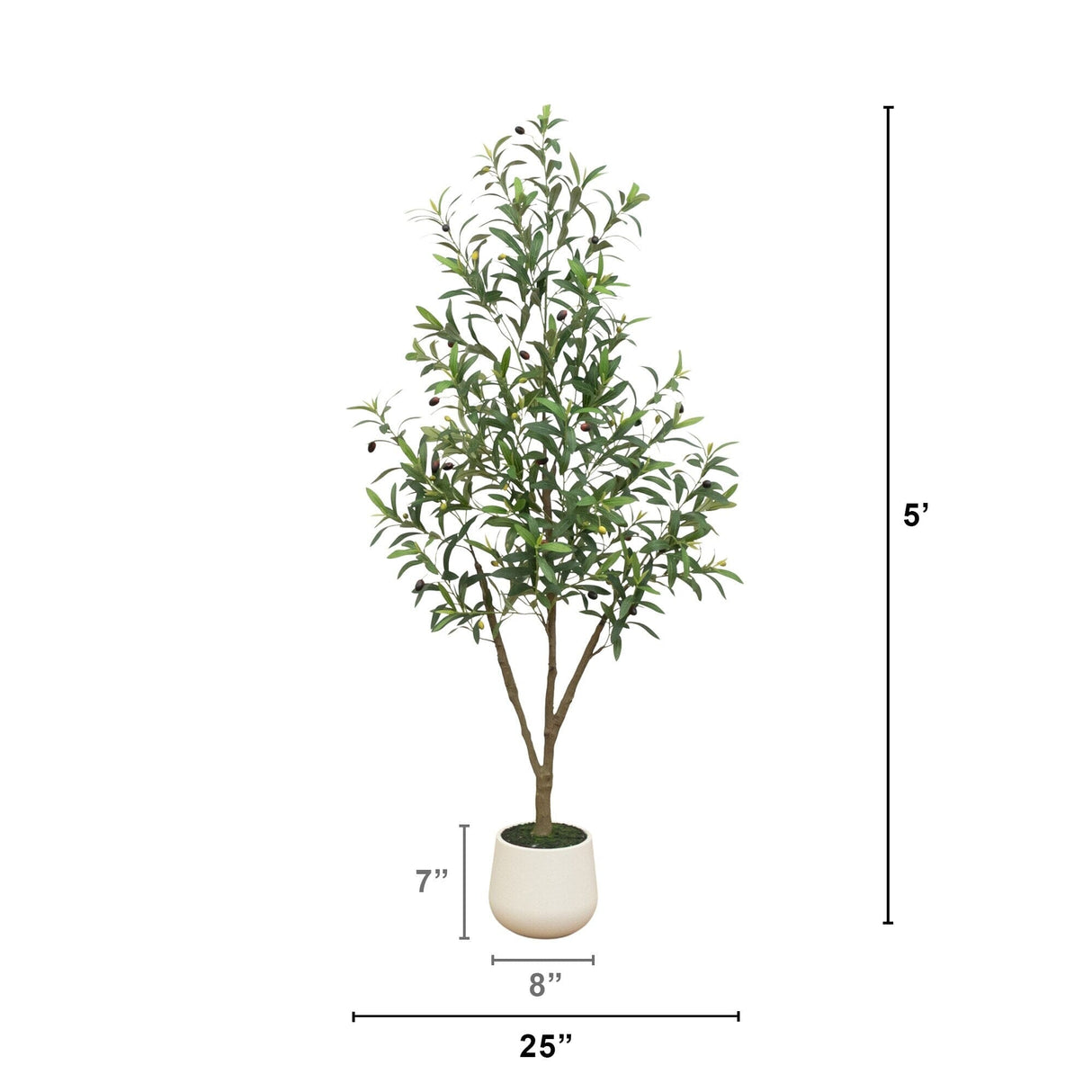 5’ Artificial Olive Tree in White Decorative Planter