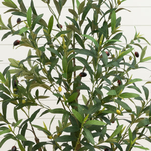 5’ Artificial Olive Tree in White Decorative Planter