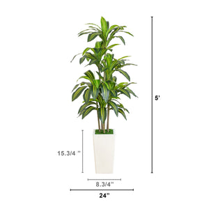 5' Artificial Real Touch Dracaena in Decorative Planter