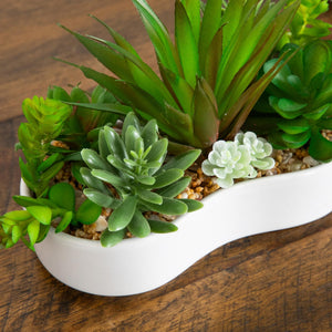 5" Artificial Succulent Garden in Ceramic White Planter -Set of 2