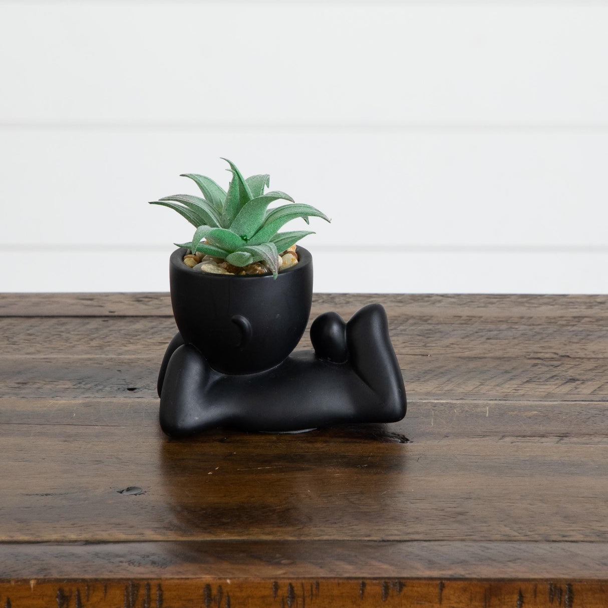5" Artificial Succulent Plants in Plyaful Decorative Black Planters - Set of 3