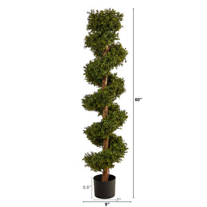 5’ Boxwood Topiary Spiral Artificial Tree (Indoor/Outdoor)