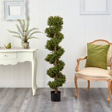 5’ Boxwood Topiary Spiral Artificial Tree (Indoor/Outdoor)