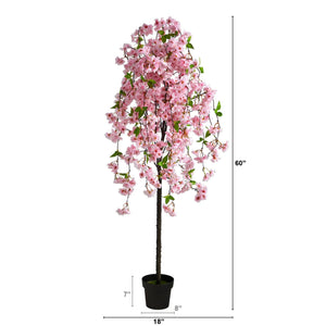 5' Artificial Pink Cherry Blossom Tree