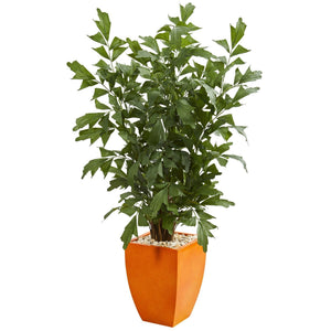 5’ Fishtail Artificial Palm Tree in Orange Planter