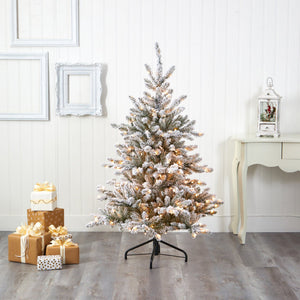 5’ Flocked West Virginia Spruce Artificial Christmas Tree with 200 Clear Lights and 604 Bendable Branches