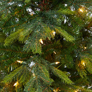5’ North Carolina Spruce Artificial Christmas Tree with 100 Clear Lights and 207 Bendable Branches in White Planter with Stand