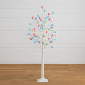 5' Pre-Lit Artificial Easter Twig Tree with 72 Egg Shaped LED Ornaments