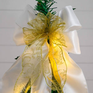 5' Pre-Lit Artificial Pop up Christmas Tree with Gold & Silver Ornaments, Ribbons and 100 Warm White LED Lights