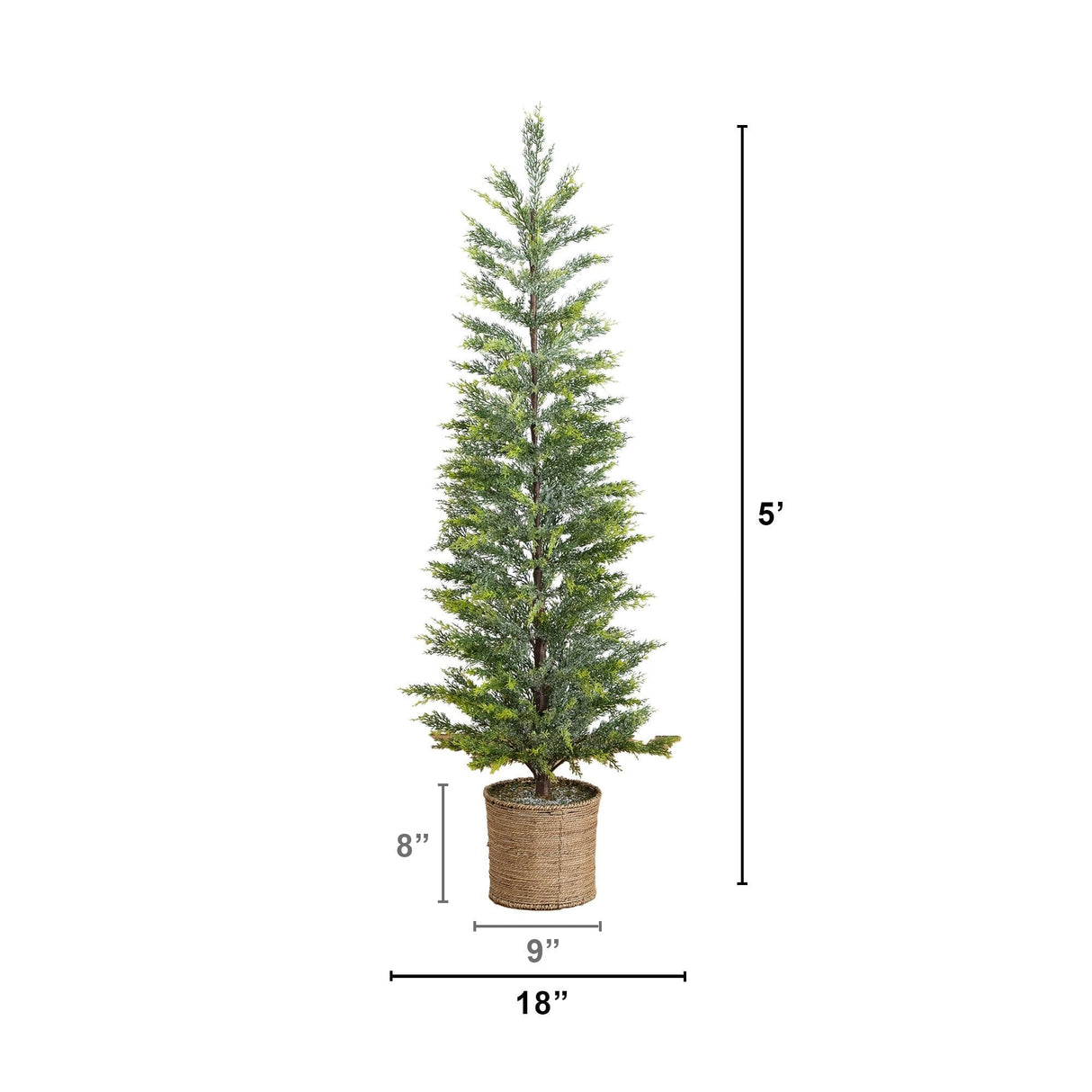 5’ Pre-Lit Artificial Snowed Cypress Christmas Tree with 140 LED Lights in Hyacinth Basket