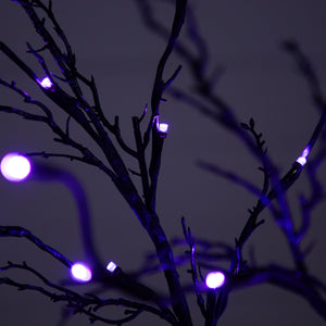 5’ Pre-Lit Halloween Deluxe Black Twig Artificial Tree with 102 Orange & Purple LED Lights