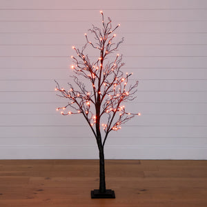 5’ Pre-Lit Halloween Deluxe Black Twig Artificial Tree with 102 Orange & Purple LED Lights