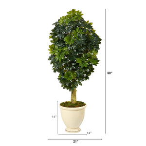 5' Schefflera Artificial Tree in Decorative Urn (Real Touch)