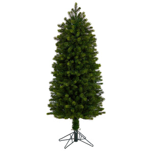 5’ Slim Colorado Mountain Spruce Artificial Christmas Tree with 250 (Multifunction) Lights with Instant Connect