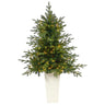 5’ Swedish Fir Artificial Christmas Tree with 160 Warm White LED Lights and 403 Bendable Branches in Tower Planter