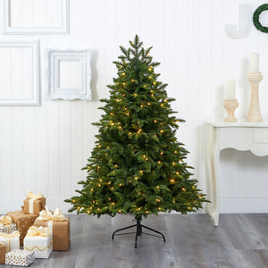 5’ Wyoming Fir Artificial Christmas Tree with 250 Clear LED Lights and 630 Bendable Branches