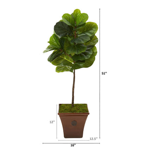 51” Fiddle Leaf Artificial Tree in Brown Planter (Real Touch)