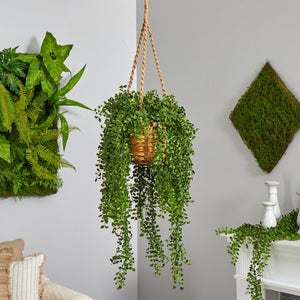 51” Gleditsia Artificial Plant in Hanging Basket UV Resistant (Indoor/Outdoor)