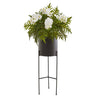 52” Phalaenopsis Orchid and Fern Plant in Black Planter