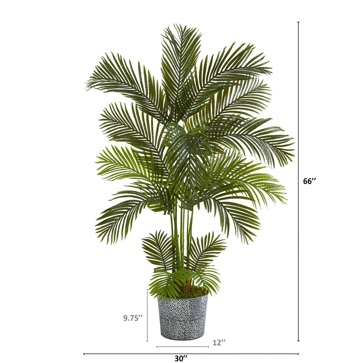 5.5' Areca Palm Artificial Tree in Embossed Black Tin Planter