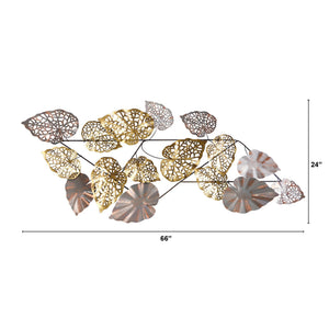 5.5’ x 2’ Scattered Metal Leaves Wall Art Decor