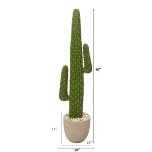 56” Cactus Artificial Plant in Sandstone Planter