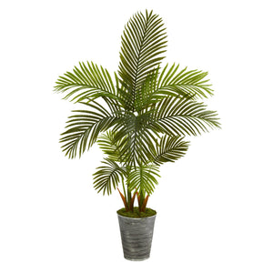 57” Areca Palm Artificial Tree in Decorative Tin Planter