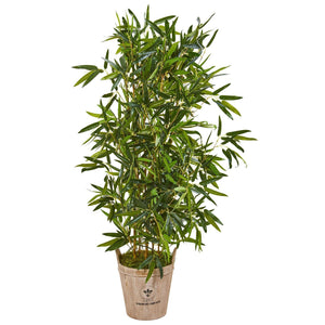58” Bamboo Artificial Tree in Farmhouse Planter (Real Touch)