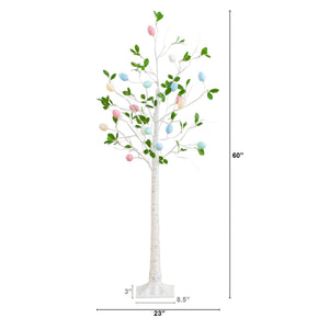 5' Pre-Lit Artificial Blooming Easter Egg Twig Tree with 18 Warm White LED Lights
