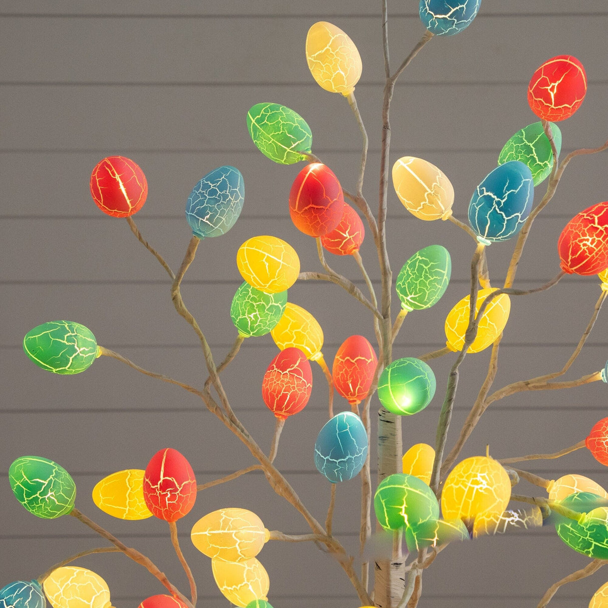 5' Pre-Lit Artificial Easter Twig Tree with 72 Egg Shaped LED Ornaments