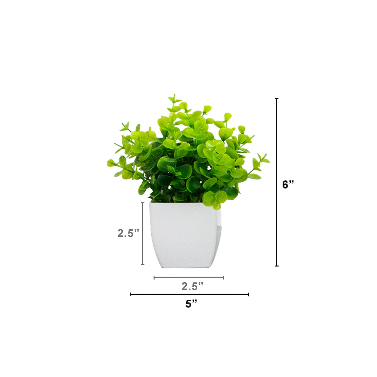 6” Artificial Mixed Botanical Plant in White Square Pot - Set of 4
