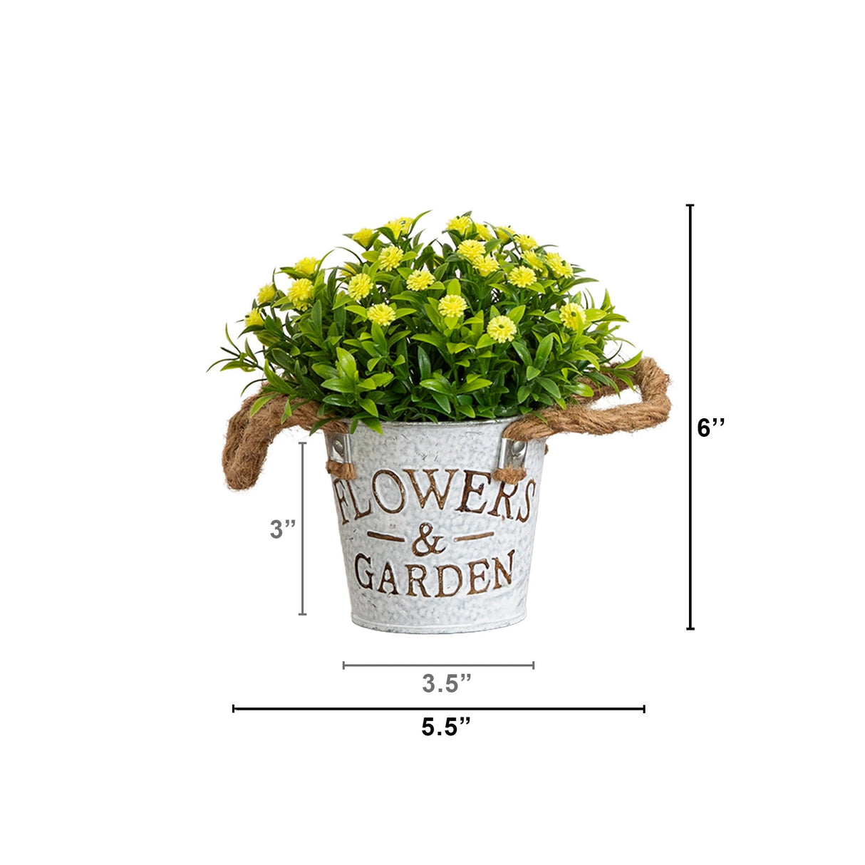 6" Artificial Mixed Button Pom Plant in Rustic Flowers & Garden Planter -Set of 3