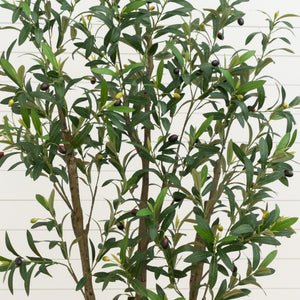 6’ Artificial Olive Tree in White Decorative Planter