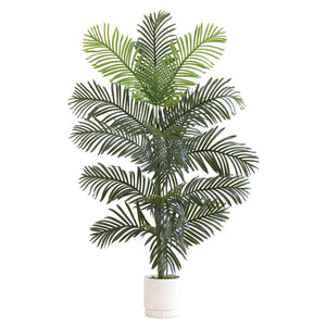 6’ Artificial Paradise Palm with White Decorative Planter