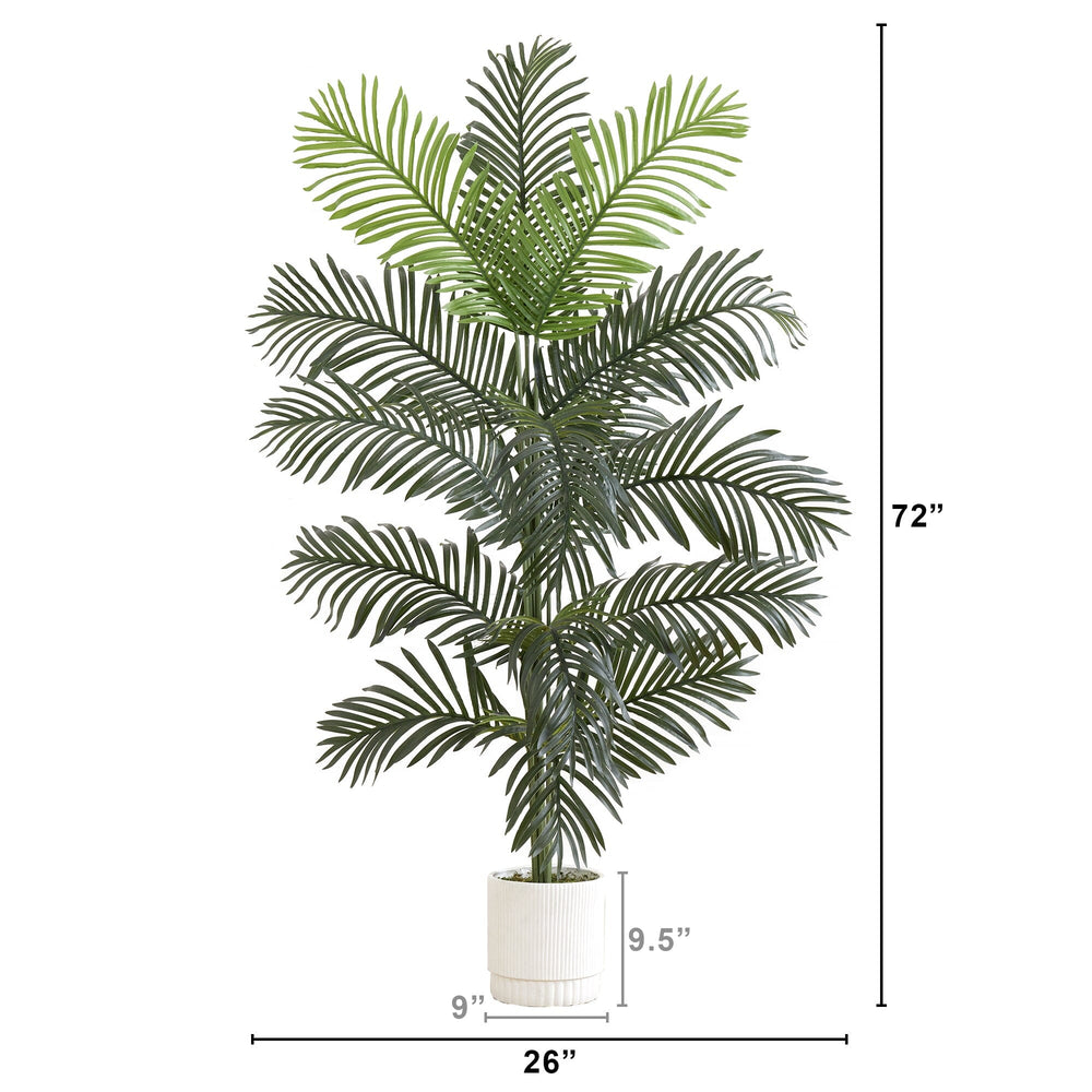 6’ Artificial Paradise Palm with White Decorative Planter